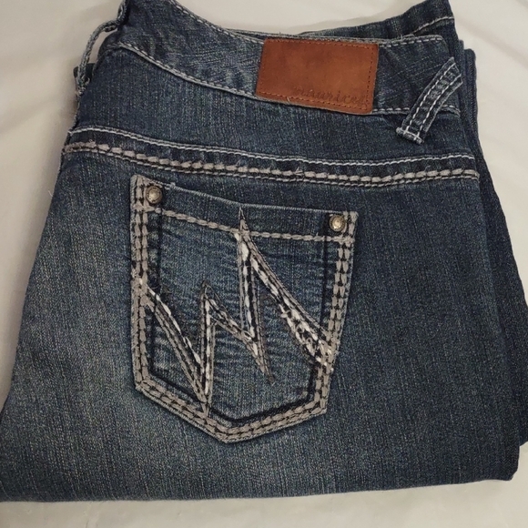 Maurices Denim - Maurices Dark Blue Boot Cut Jeans with Brown Patch